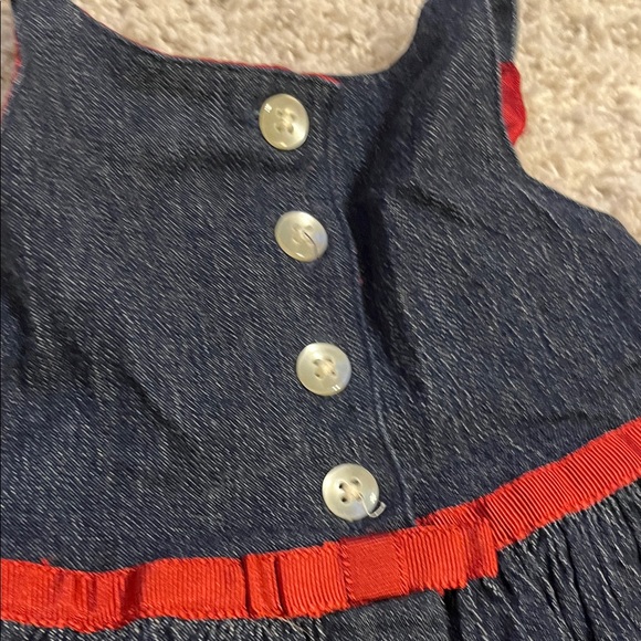 GAP Baby Denim Jumper Christmas 2003 Dress with Red Silky Lining12-18 months - Picture 6 of 14